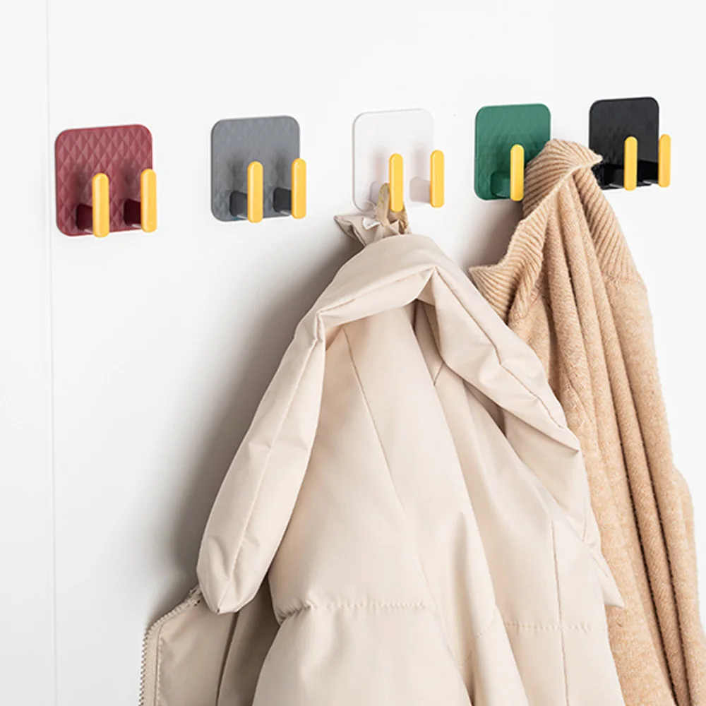 

Пластиковые квадратные прочные липкие крючки без маркировки, легкие двойные крючки, клейкие настенные крючки для ванной комнаты, пальто, ха...