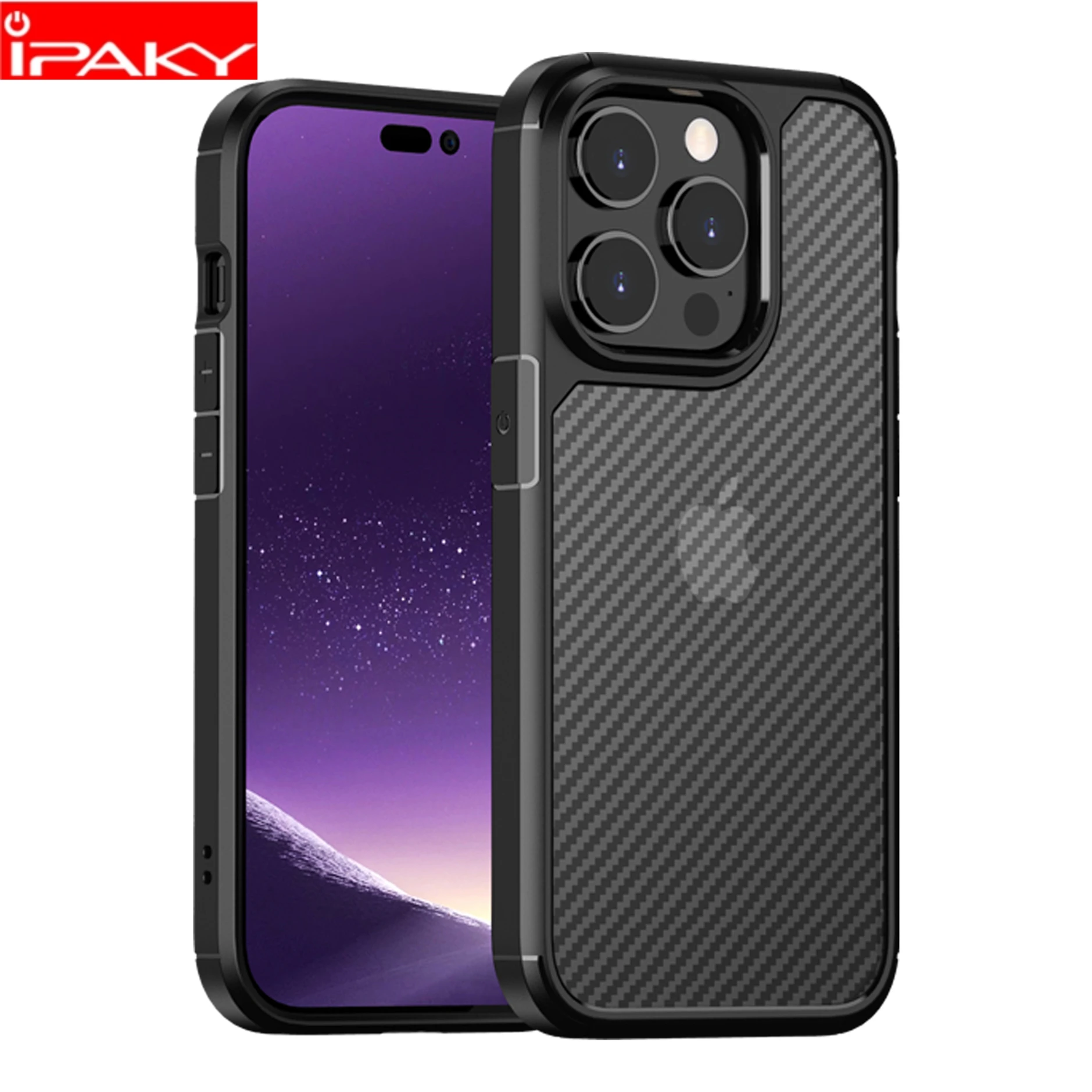 

for iPhone 14 13 12 Case IPAKY 14 Pro 14 Plus Case Armor Carbon Fiber Airbags Shockproof Cover for iPhone 12 13 14 Pro Max Case