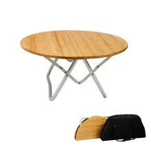 정원 캠핑 테이블, 관광 테이블, 야외 접이식 휴대용 피크닉 대나무 라운드 접이식 책상 테이블, 자연 하이킹