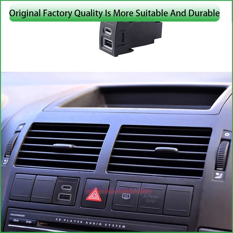 Фото Для VW POLO 2004-2011 1 шт., 12 В, 24 В, двойная USB-разъем для автомобильного зарядного устройства с QC3 0 и PD, замена порта быстрой зарядки типа C №1