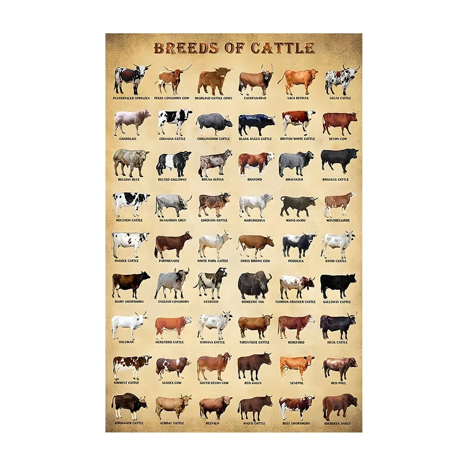 

Живопись на холсте "Корова и породы коров", коричневый