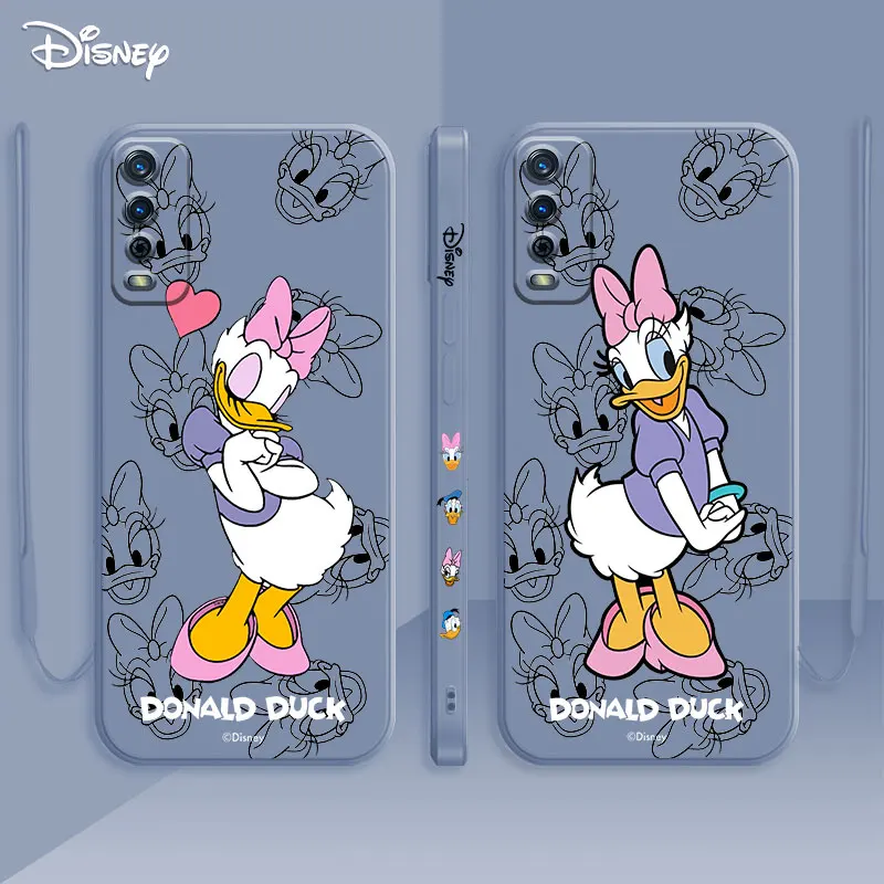 

Liquid Silica Gel Case For Samsung Galaxy A73 A72 A71 A53 A52s 5G A12 Phone Cover A50s A21s A02s A10s Capas Daisy Duck Cartoon