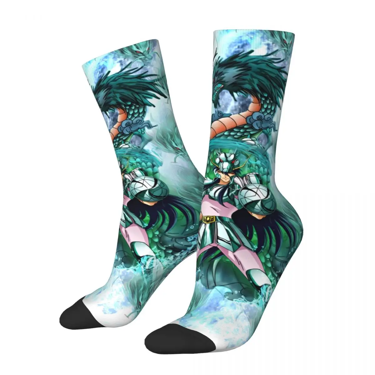 

Funny Crazy Sock for Men Shiryu De Dragon Harajuku Saint Seiya Anime Quality Pattern Printed Crew Sock Seamless Gift