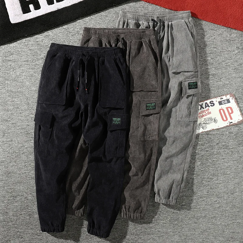 

Pants Straight Cargo Men Baggy Pants Trousers Multi Pocket Size Fashion 2022 Casual Cotton M-xl8 Plus New Corduroy
