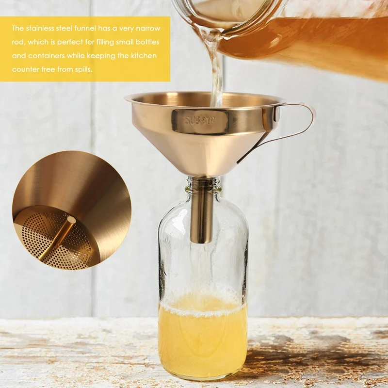 

Воронка для кухонного масла из нержавеющей стали Воронка для жидкости со съемным фильтром/сетчатым фильтром для консервирования кухонные ...