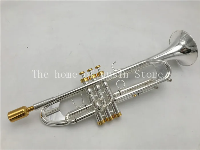 

Hot Sell Bach LT190S-77 Bb Small Trumpet Silver Golden Key Professional Music Instruments with case Free Shipping