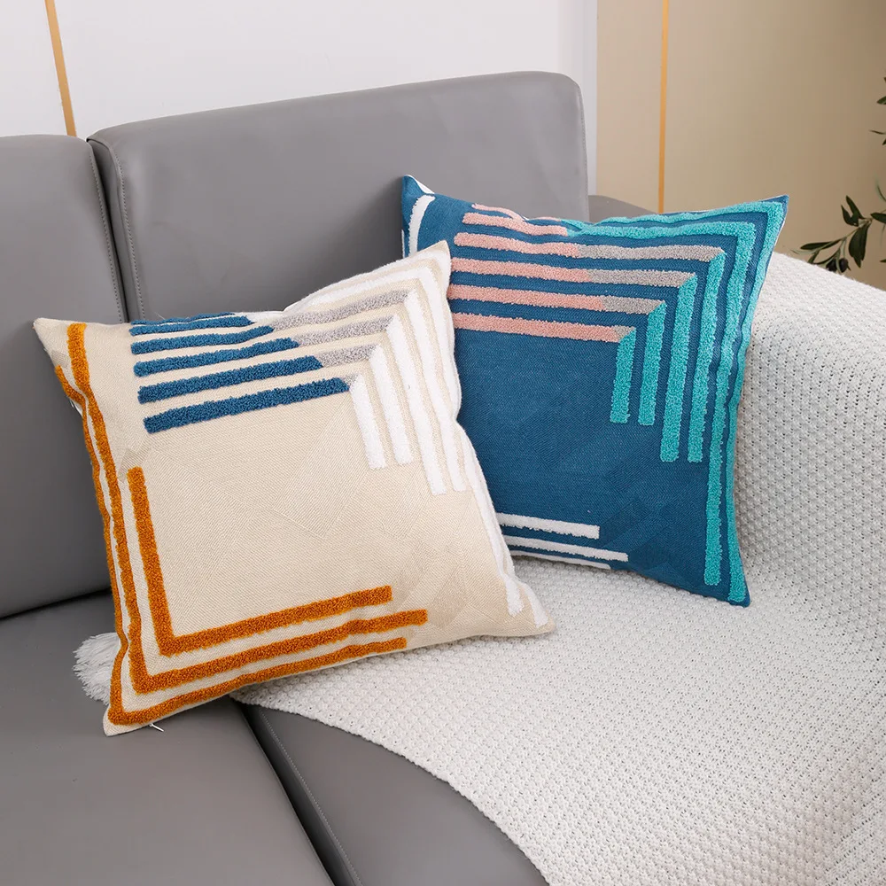 

Tufted Cushion Cover 45x45cm Decorative Tufting Cotton Linen Pillow Cover Home Decor Pillow Case Thick Geometric Cushion Covers