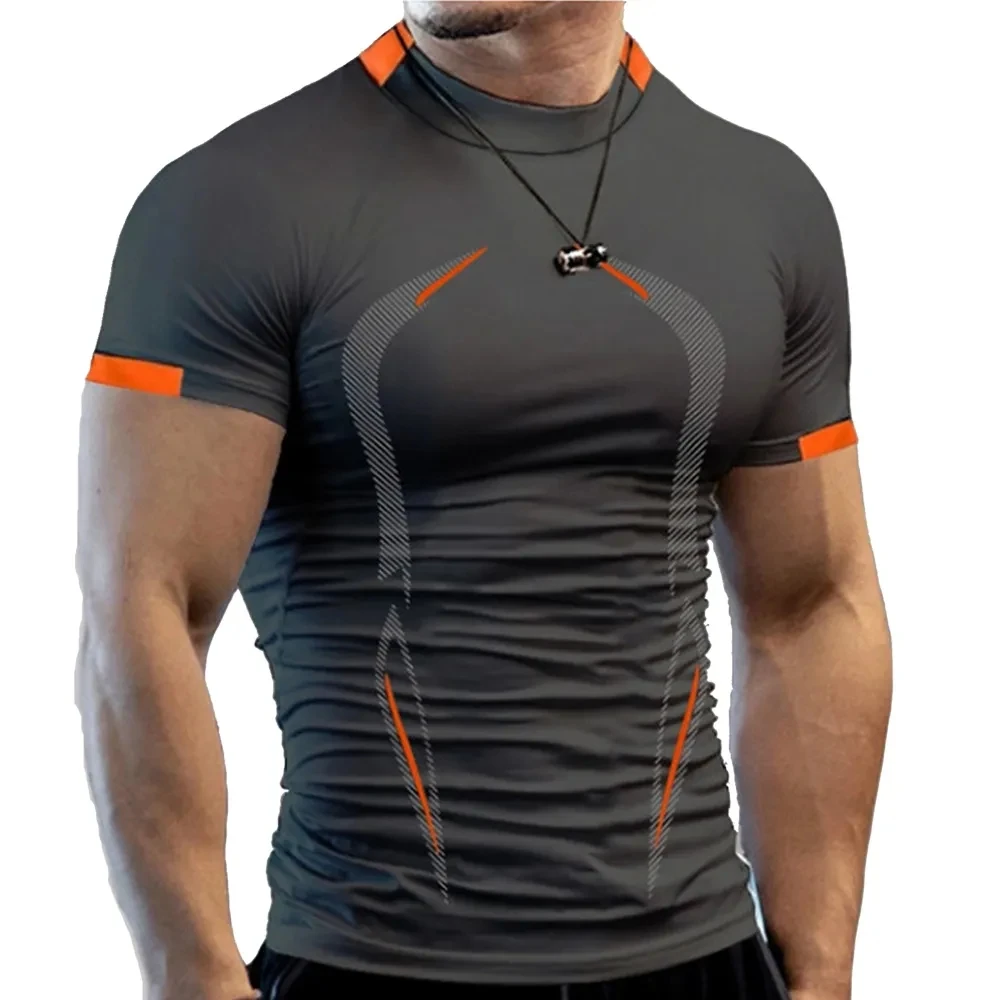 

2023 Summer Leisure Fitness Sports T-shirt 3D Printing Men's Trend Training T-shirt Fitness Comfortable Top Large Short Sleeve