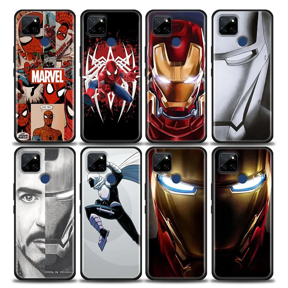 

Phone Case for Realme Q2 C20 C21 V15 8 C25 GT Neo V13 5G X7 Pro Ultra C21Y Case Soft Silicone Cover Spiderman Iron Man Marvel