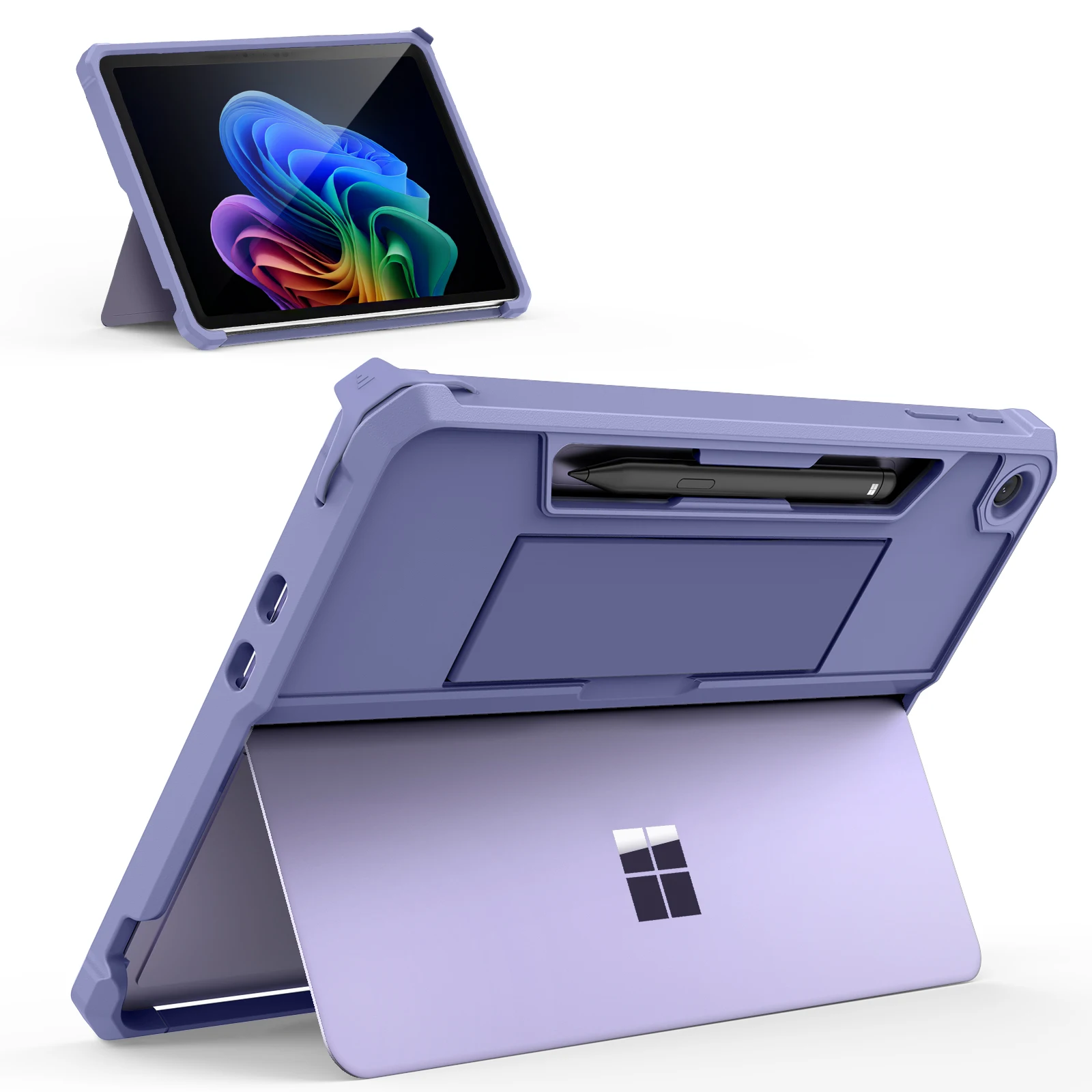 Фото Чехол для Microsoft Surface Pro 12 дюймов 2025, защитный прочный чехол «все в одном» с задним держателем для ручек, поддержка насадки для клавиатуры №1