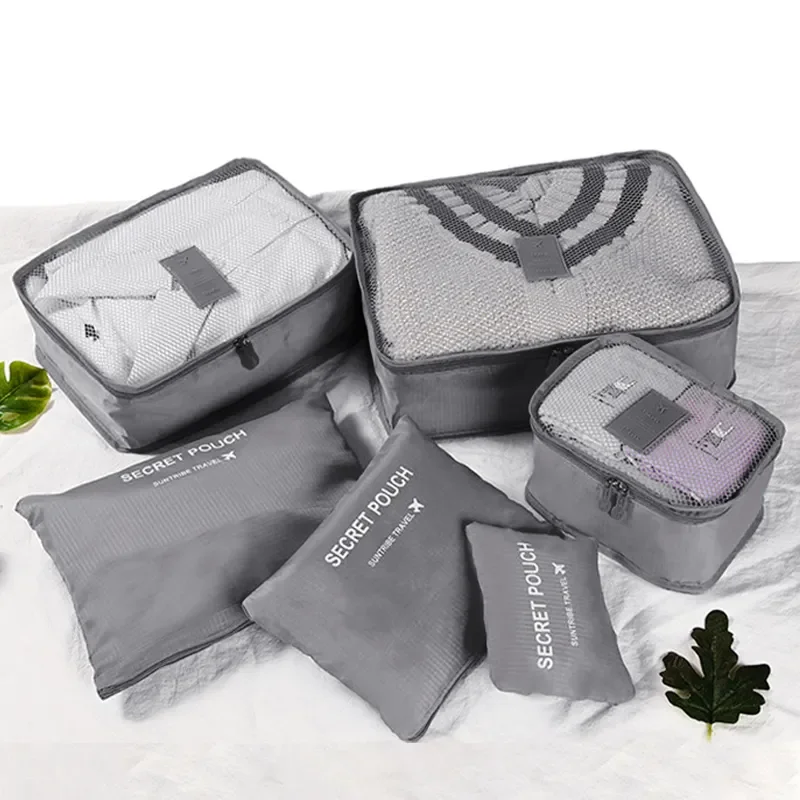 

6pcs Set Travel Organizer Storage Bags Suitcase Packing Set Storage Cases Portable Luggage Organizer Clothe Shoe TidyPouch