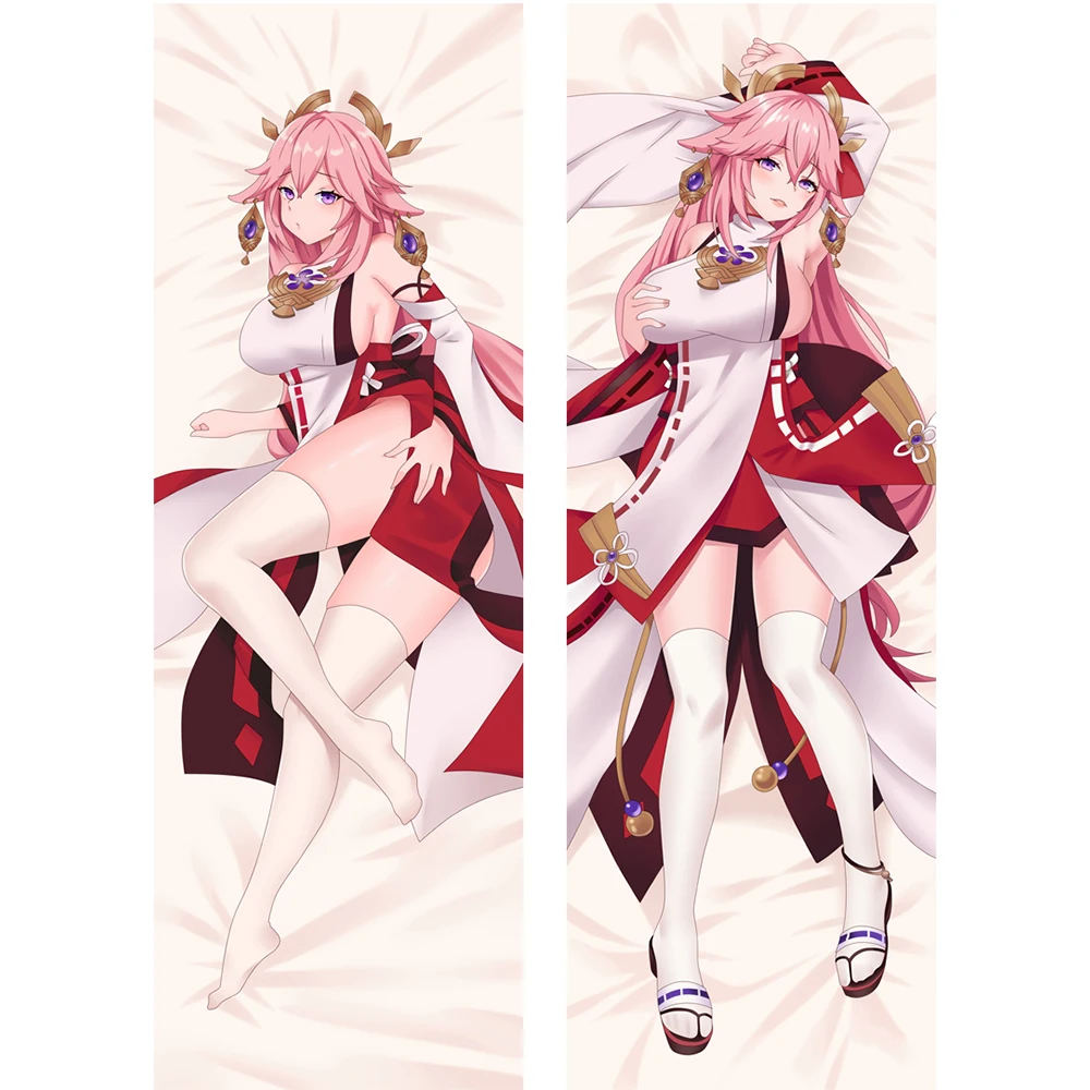 

Genshin Impact Yae Miko Guuji Pillowcase Double-Side Printing Anime Body Pillow Case Otaku Sofa Soft Cushion Dakimakura Cover