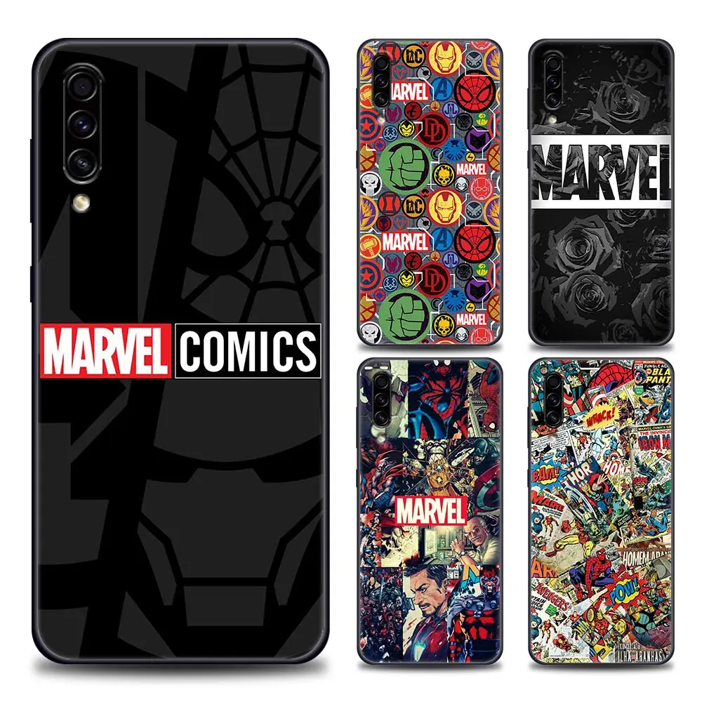 

Phone Case for Samsung A10 A20 A30 A30s A40 A50 A60 A70 A80 A90 5G A7 A8 2018 Case Soft Silicone Cover Marvel Comics Logo