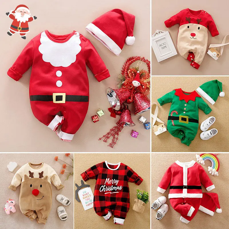 

Santa Deer Newborn Baby Rompers Baby Girls Clothes Christmas Toddler Clothing Long Sleeve Infant Jumpsuits Xmas New born Romper