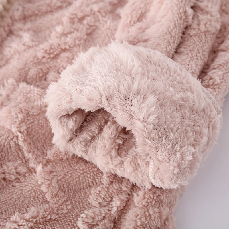 New winter couple pajamas set thickened flannel long-sleeved trousers two-piece set men and women loose home wear pajamas