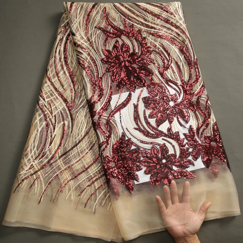 Кружевная французская сетчатая кружевная ткань SJD с блестками 2023 новейшая