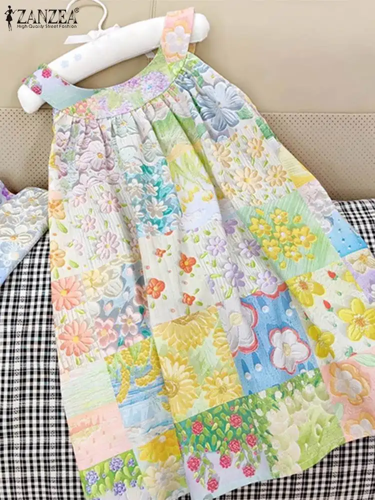 Топ ZANZEA женский Трапециевидный с круглым вырезом модная блузка оверсайз