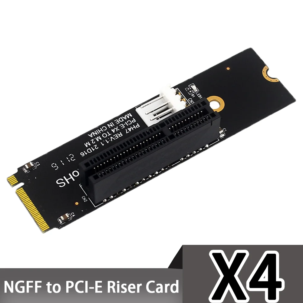

NGFF M2 to PCI-E 4X 1X Slot Riser Card,M Key M.2 2260 2280 SSD Port to PCI-e Adapter Converter Multiplier for ETH GPU BTC Mining