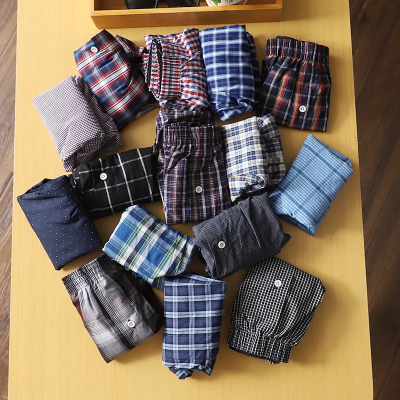 Men's and Women's Underwear Pants Cotton Boxers Plaid Loose Men's Lounge Shorts