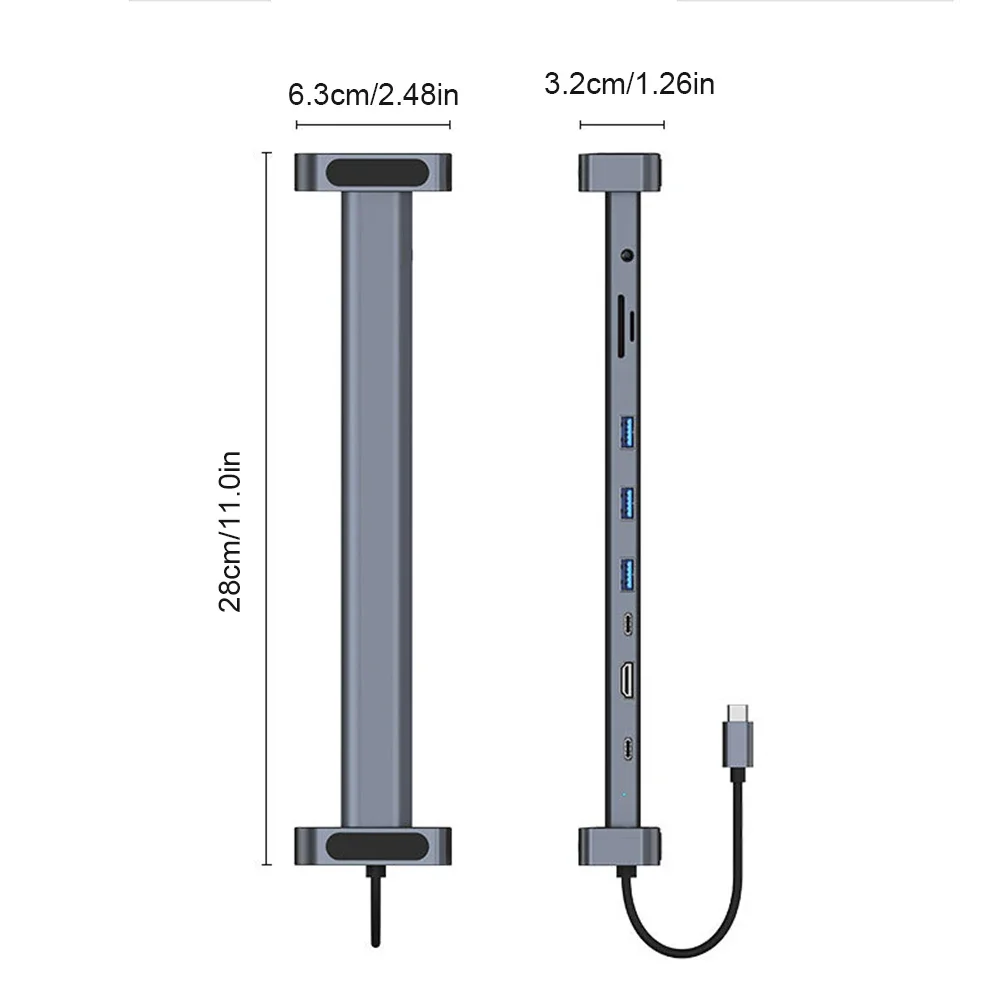 Многофункциональный USB-хаб KEBIDUMEI 10-в-1 Type-C: USB 3.0 (5 Гбитс), 4K 30 Гц HDTV, RJ45 (100 Мбитс), док-станция USB-C, слоты SDTF, зарядка 100 Вт, подставка для ноутбука (art.: 3920da4f6912e) - 3920da4f6912e
