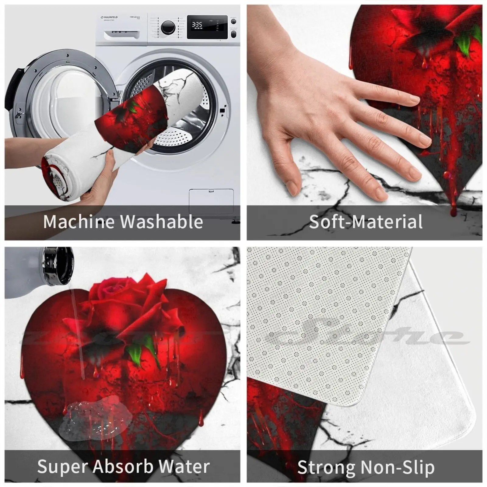 Коврик с раненным сердцем нескользящий коврик для двери водопоглощением сердца