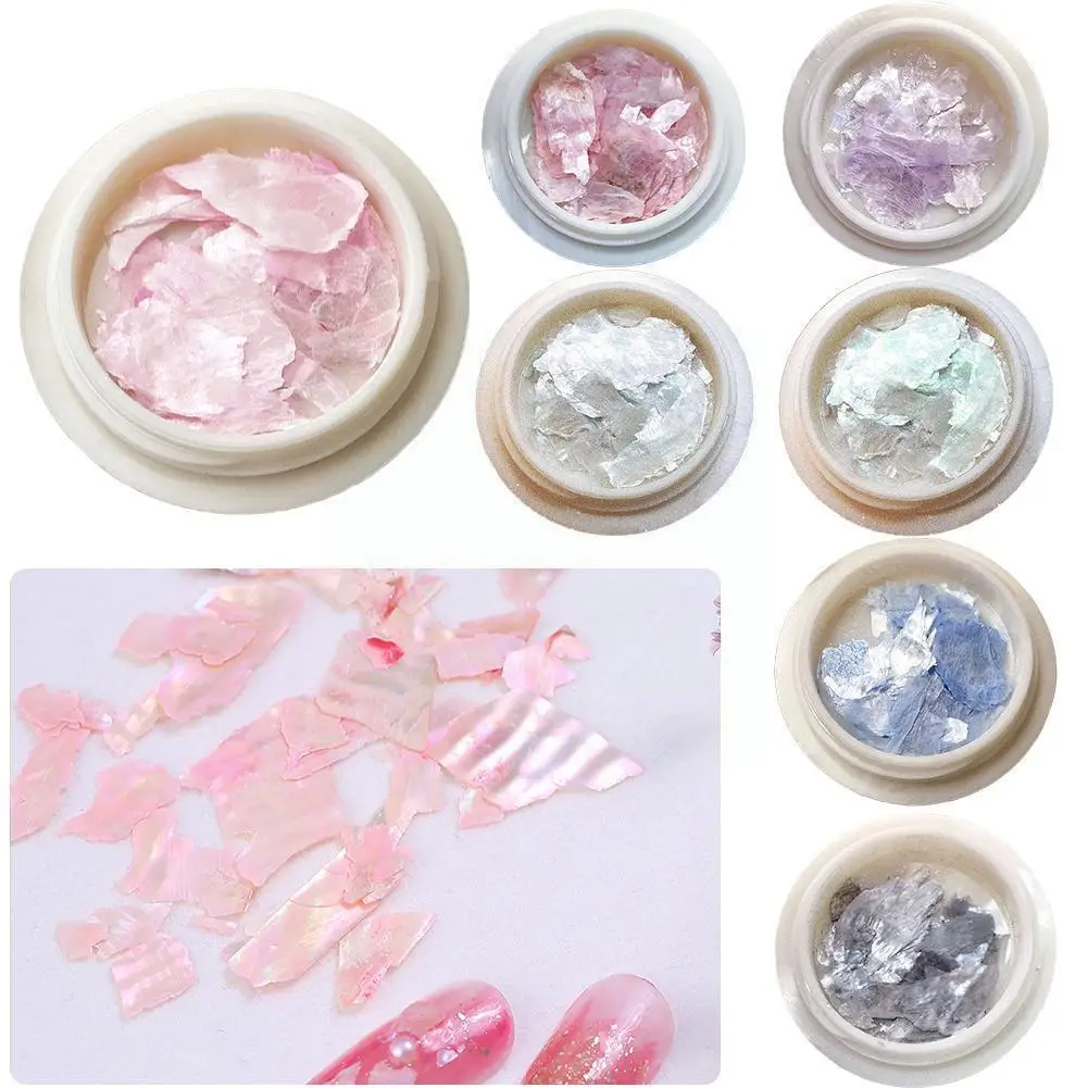 1 Box Nail Decorations Natural Irregular Shells Large Fritillary Flakes Mica Accessories Manicure Sequins Colorful Thin Sup A4p4