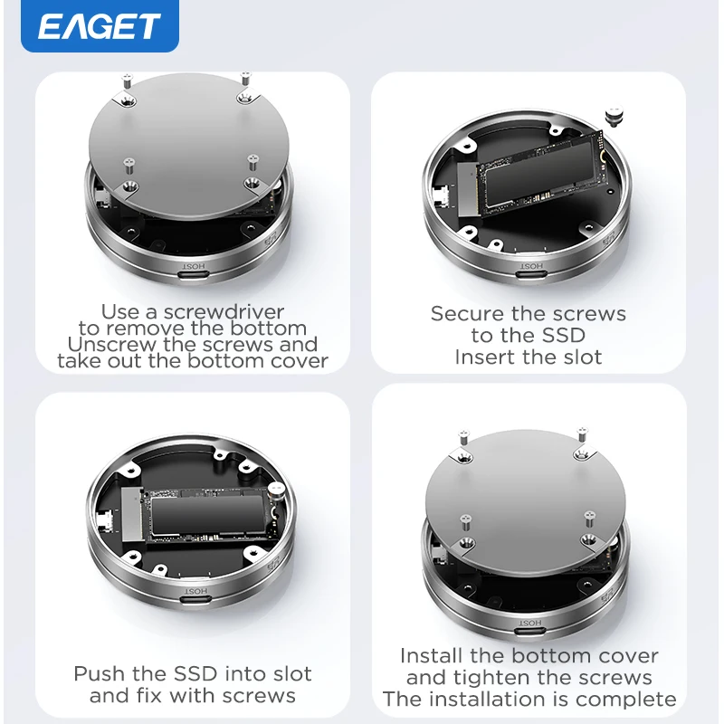 Магнитный Корпус Eaget 2230/2242 M.2 NVMe SSD 10 Гбит/с на USB Type C внешний адаптер для iPhone 15 Pro Max
