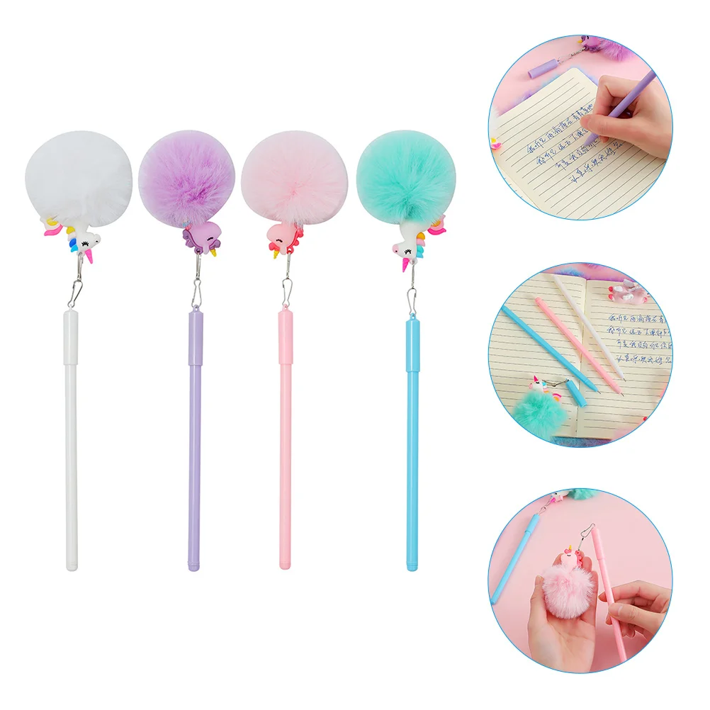 

4 Pcs Unicorn Cartoon Pen Student Signature Pens Kids Gift Adorable Gel Writing Lovely Shaped Girl Fun for