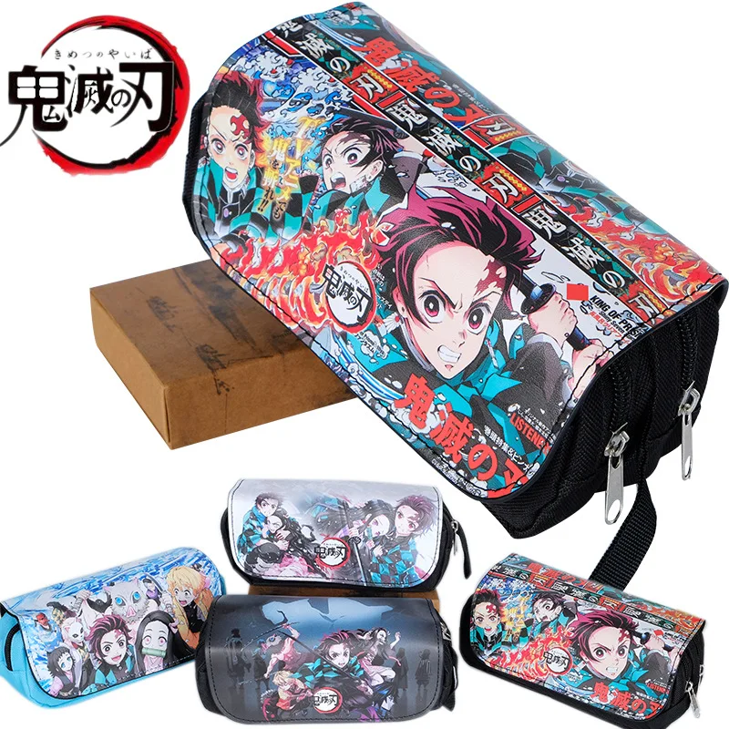 

Сумка для косплея «рассекающий демонов»: Kimetsu no Yaiba, многофункциональная холщовая Студенческая сумка на двойной молнии, кошелек, сумка для х...
