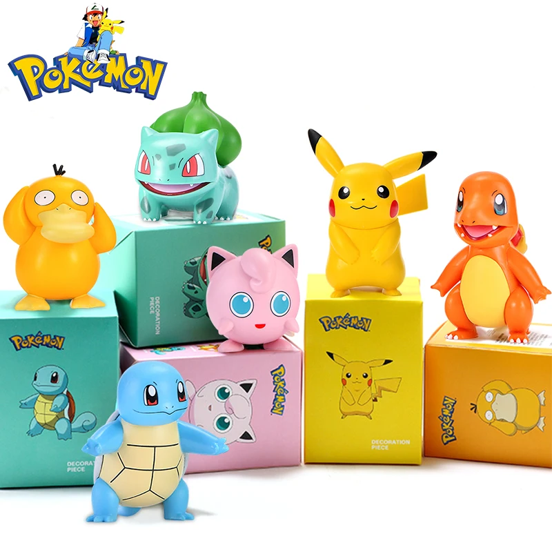

Pokemon Figures Pikachu Kawaii Charmander Psyduck Bulbasaur Squirtle Jigglypuff 6 Styles Anime Figures Toys Model Kids Gift