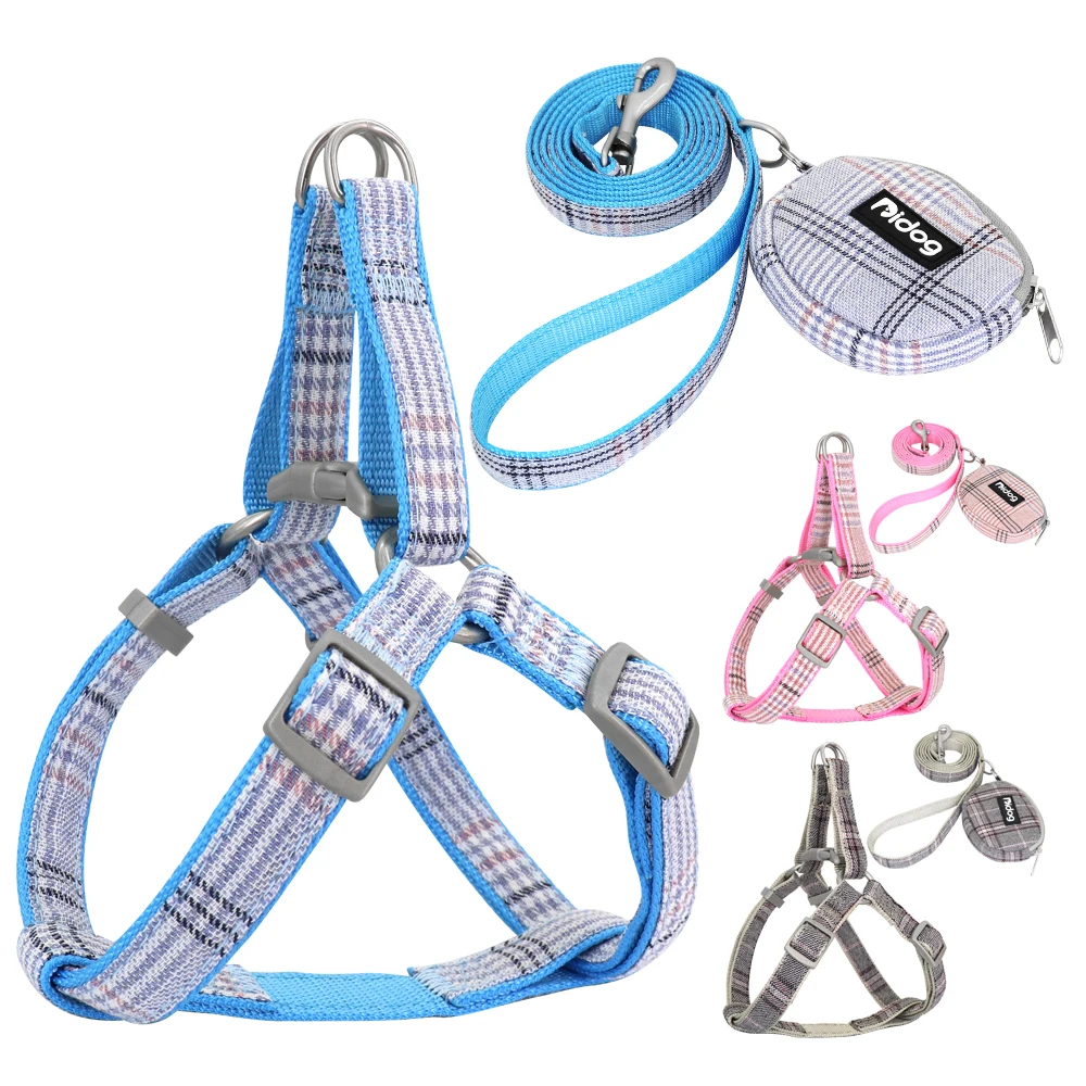 

Soft Nylon Dog Cat Harness Pet Leash Set For Small Medium Dogs Cats Adjustable Cute Puppy Kitten Vest Harnesses Pets Accessories