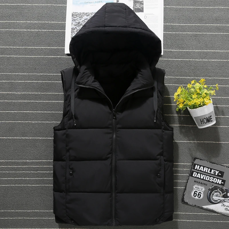 

Pop Autumn Winter Plus Size Men's Cotton Vest Fashion Brand Warm Black Vest Casual Sleeveless Jacket Men Waistcoat High Quality