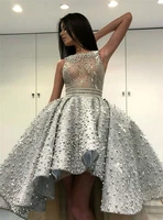 luxury draped illusion prom dress modern appliques pearls evening dress with short front and long back vestidos de fiesta