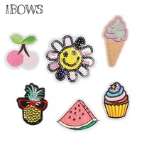 ibows 10pcs iron on patches sunflower sequin watermelon pacthes for clothes decoration diy sewing appliques embroidered stickers