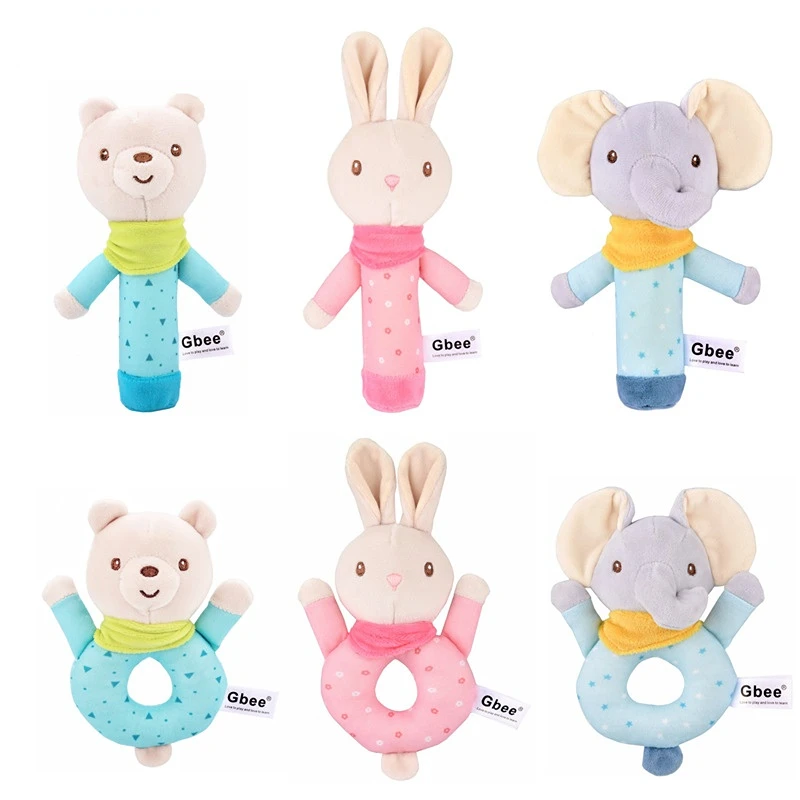 

Rainbow Cartoon Rattle Plush Stuffed Handbell Baby Soft Rattle Toys Early Development Shaker Crinkle Squeaky Sensory Rattles