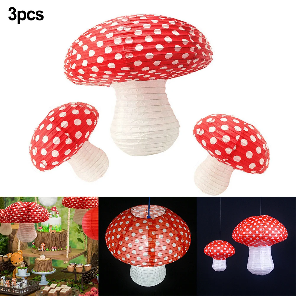 

3Pcs Mushroom Paper Lantern Children's Happy Birthday Party Kindergarten Decor Happy Easter Day Mushroom Lantern