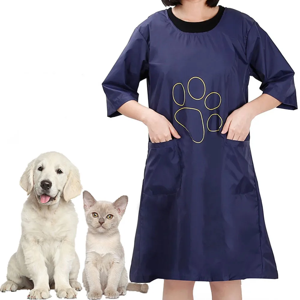 

Medium Sleeve Pet Grooming Wear Cat and Dog Bathing and Cutting Grooming Overalls Pet Shop Stain Resistant Apron
