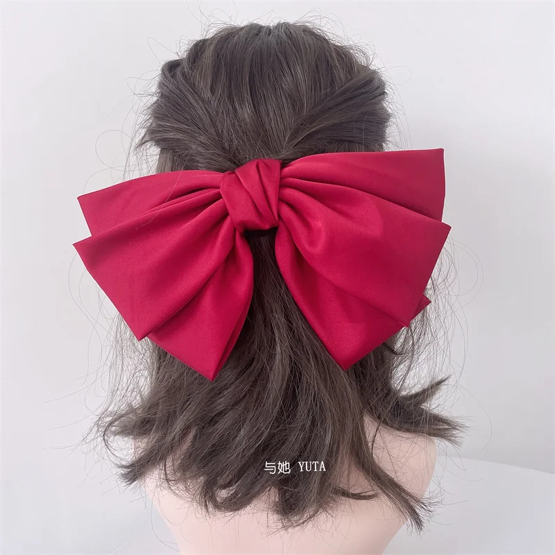 

Fashion Big Large Satin Bow Hair Clip For Women Girls Long Ribbon Barrette Spring Clip Korean Hairpin Hair Accessories