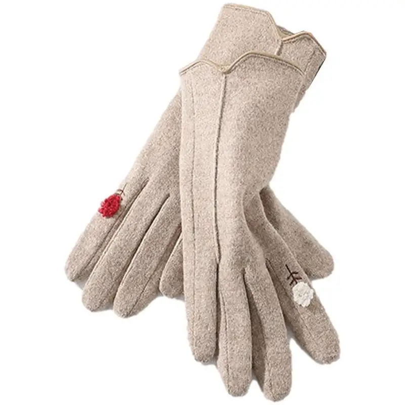 

Women Gloves Thermal Gloves With Flower Winter Cashmere Full Fingers Gloves Ladies Glove Glove Finger Heart Touchscreen Design