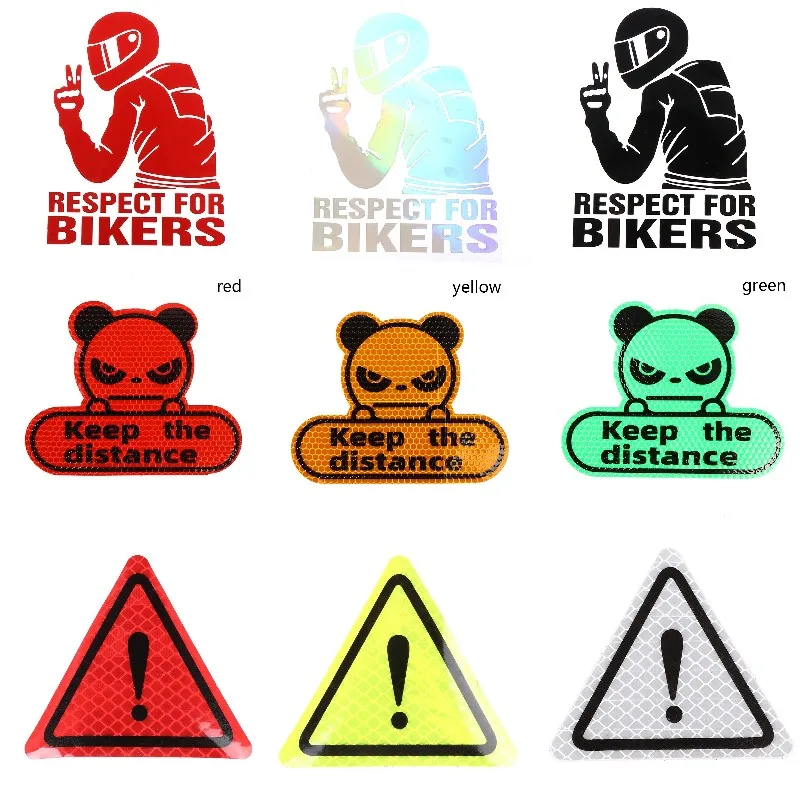 

1pc Respect For Bikers Party Cat Keep The Distance From The Car Triangular Warning Sign Baby In The Car Sticker