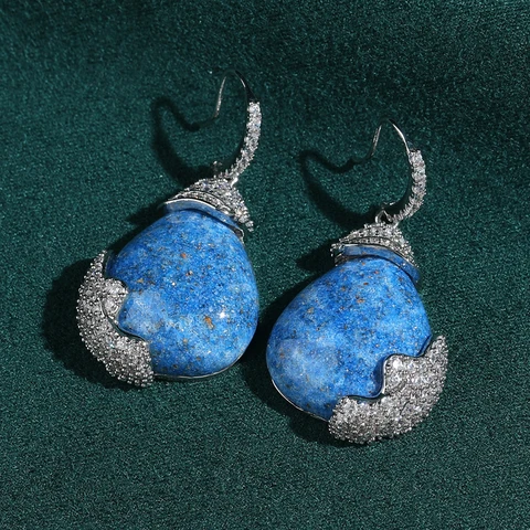 Серебряные серьги-капли из лазурита STALAIT