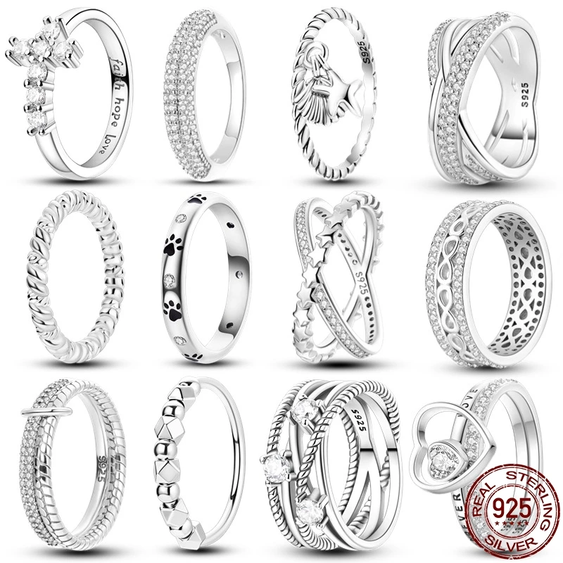 Женское кольцо из серебра 2024 пробы со сверкающими вставками