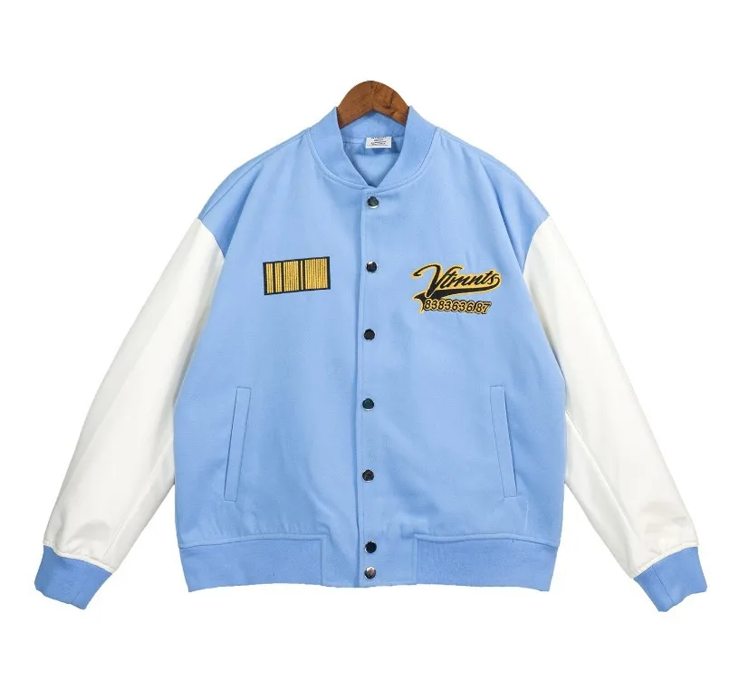 

New 2022 luxury Men Rib Sleeve Lamb Velvet VETEMENTS High couple Baseball Coats & Jackets Abstract digital coat Motor #A377
