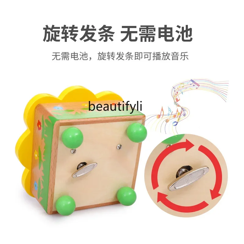 Деревянная музыкальная шкатулка вращающаяся детская игрушка с изображением