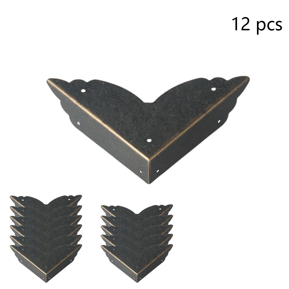 

12pcs Jewelry Case Metal Box Retro Safety Bumpers Antique Corner Guard Desk Practical Edge Protector Home Decor Crafts Furniture