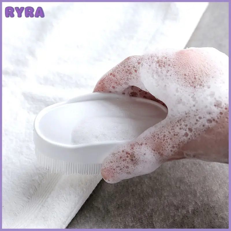 

1Pcs White Multi-Functional Cleaning Washing Flexible Scrub Brush Hand-held Plastic Soft Hair Bathroom Laundry Brush JSX GHMY