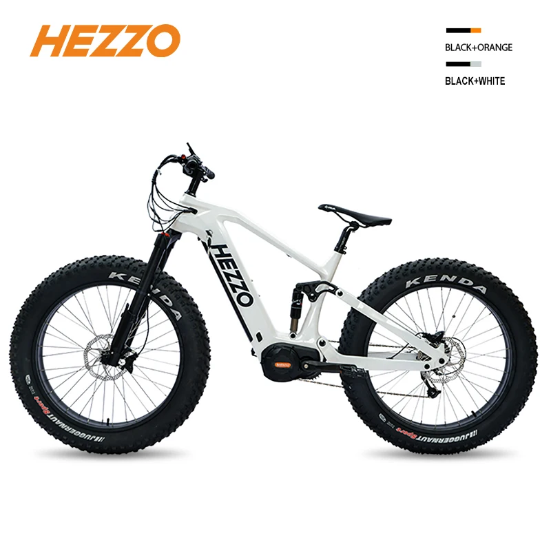 

HEZZO Carbon Fiber Ebike BAFANG M620 Mid Drive 48V 1000W Emtb 17.5Ah 26x4.8 Fat Tire Off-Road Electric Dirt Bike