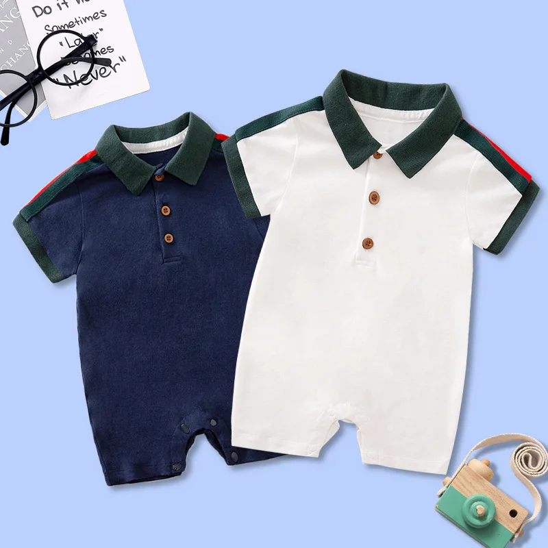 

Baby One-piece Clothes Summer 2022 Thin Short-sleeved Male Baby Gentleman Crawling Clothing Baby Boy Rompers