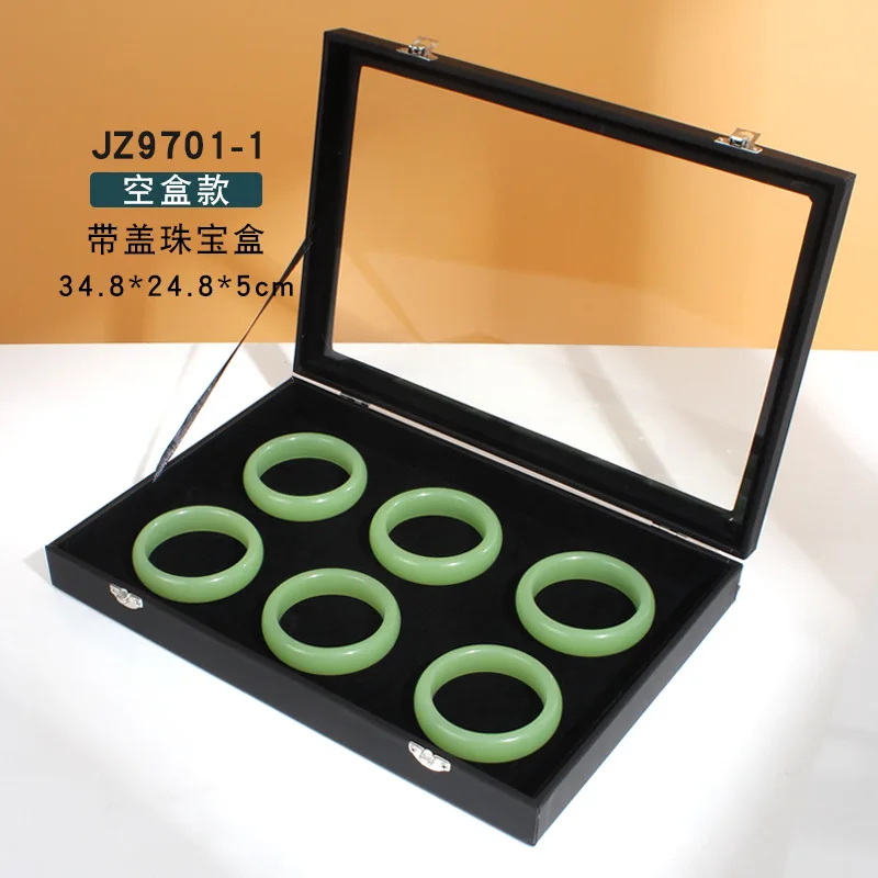 Fashion Velvet Jewelry Box With Cover Glass Flip Jewelry Box Ring Box Bracelet Earring Storage Box Display Box Jewelry Organizer