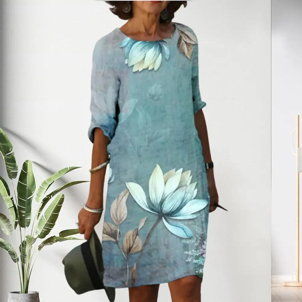 

Beach Dress Knee-length Casual Dress Casual Elegant Floral Print Dress